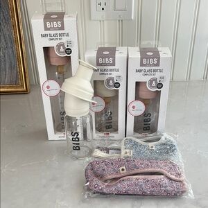 BIBS Baby Glass Bottle Set with Liberty Floral Sleeves